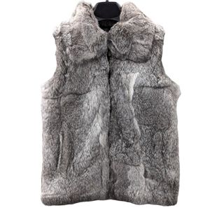 SURELL Kids Plush Real Long Haired Rabbit Fur Vest Size Medium